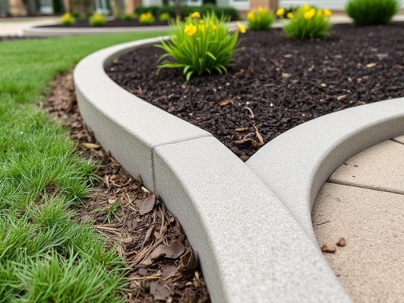 Concrete curbing Utah yard with custom decorative border